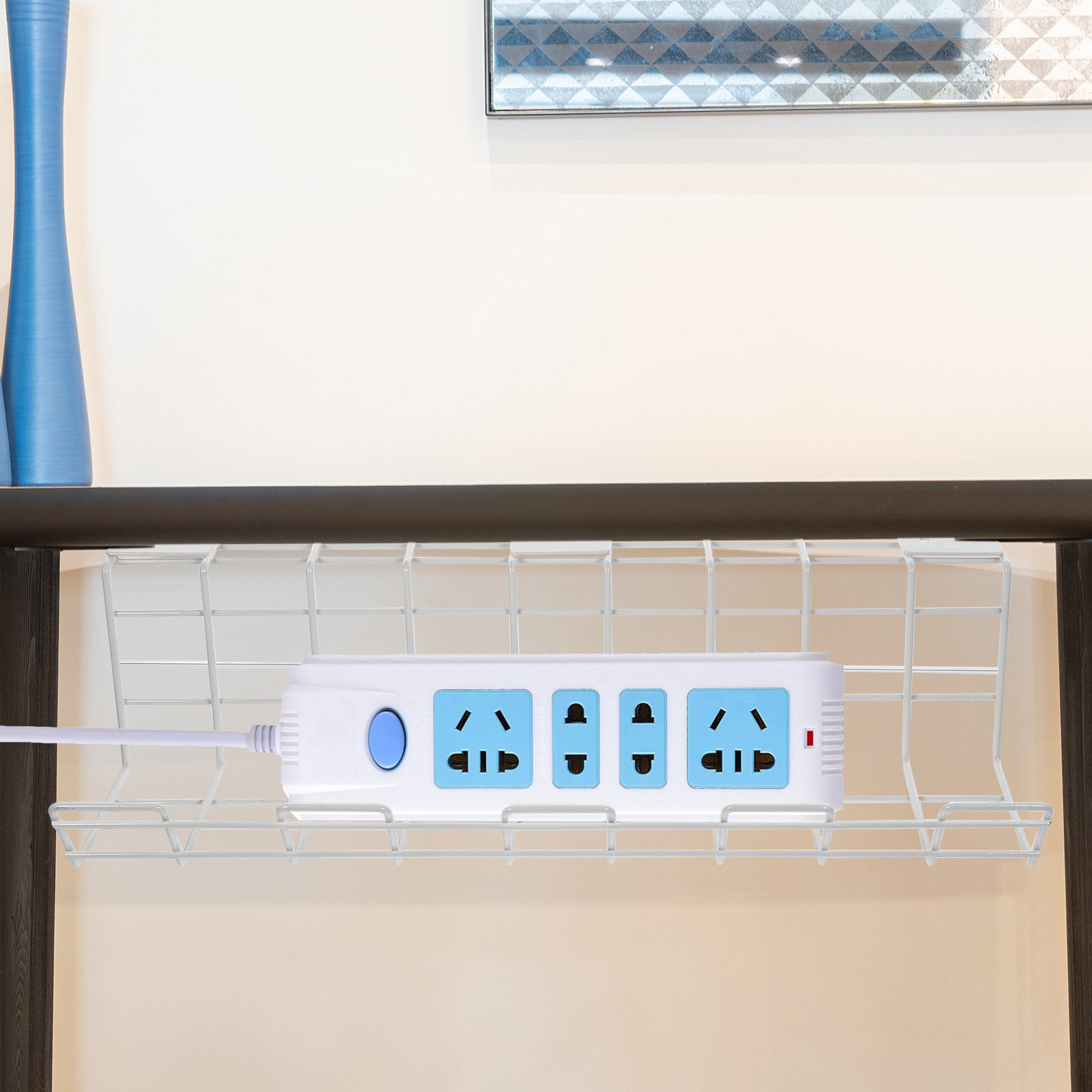 Power Strip Desk - 2Pcs Under Desk Cable Organizer Racks