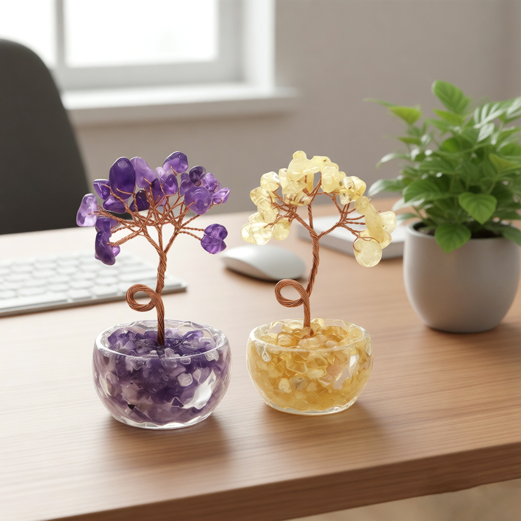 Plant Desk Mini - Natural Gemstone Crystal Lucky Tree With