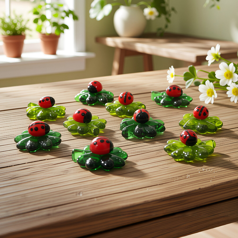 Plant Desk Mini - 5pcs Green Mini Glass Four-Leaf Clover