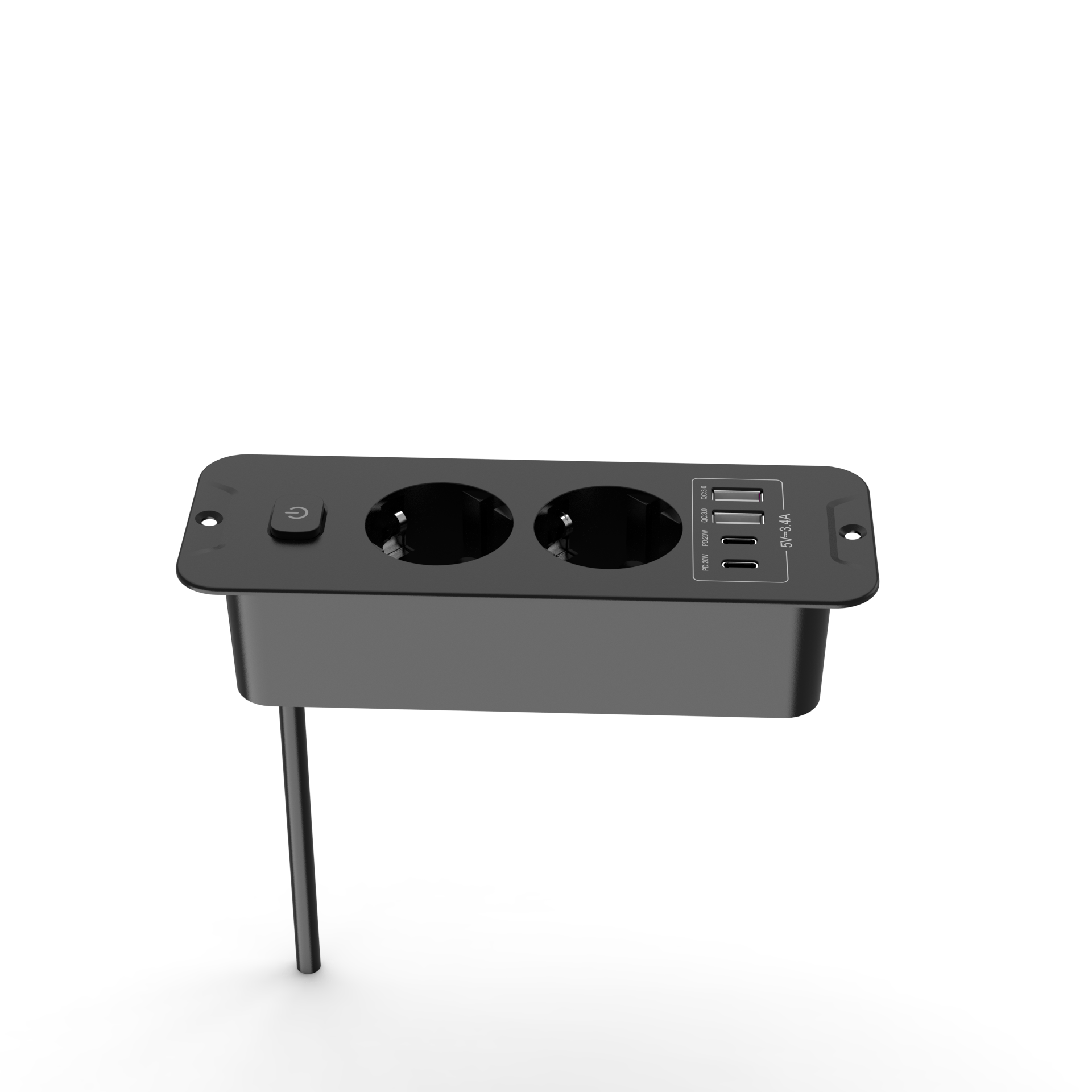 Power Strip Desk - Desktop Built-in Socket with 2 USB