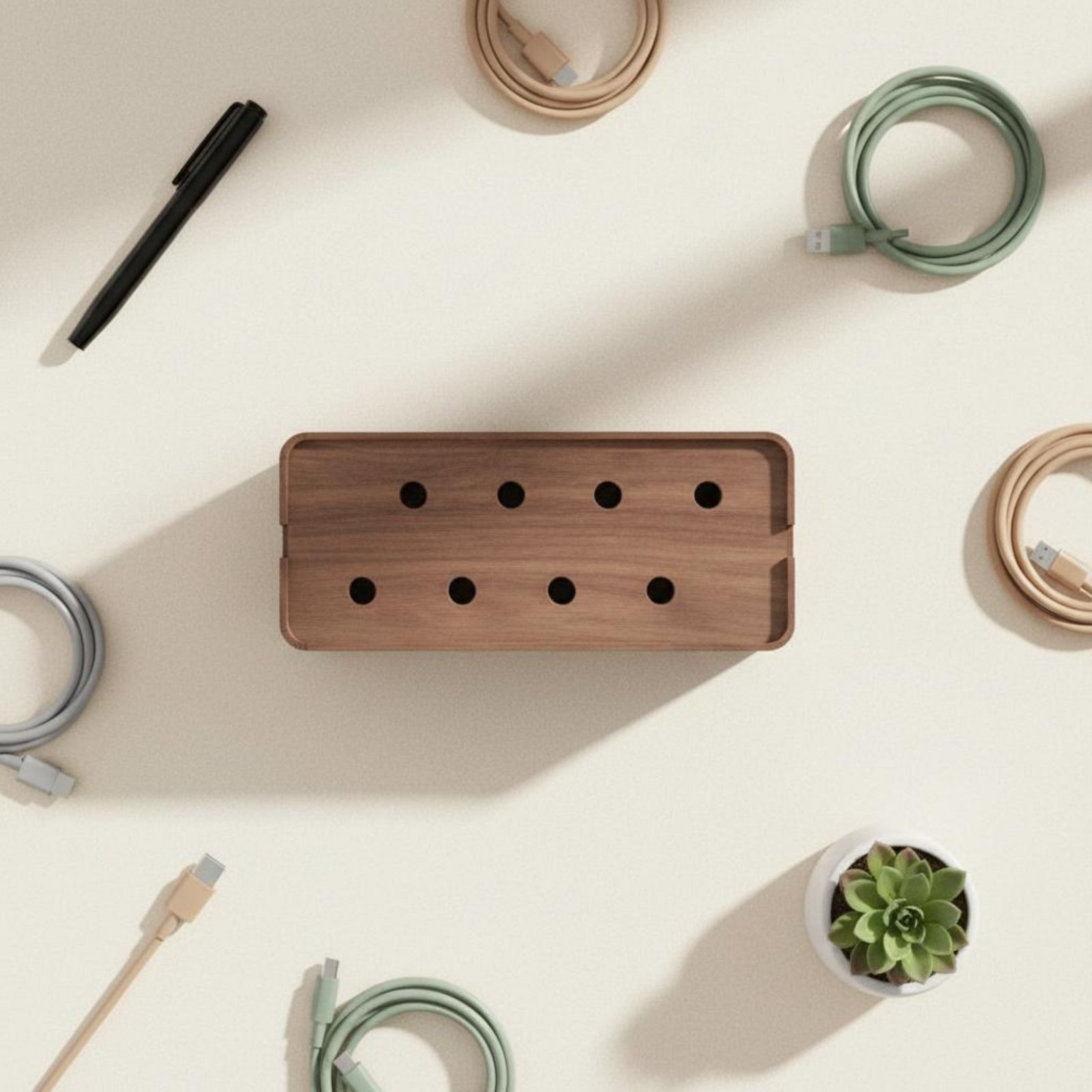 Power Strip Box Walnut Finish  - Power Strip Desk のレビューと価格