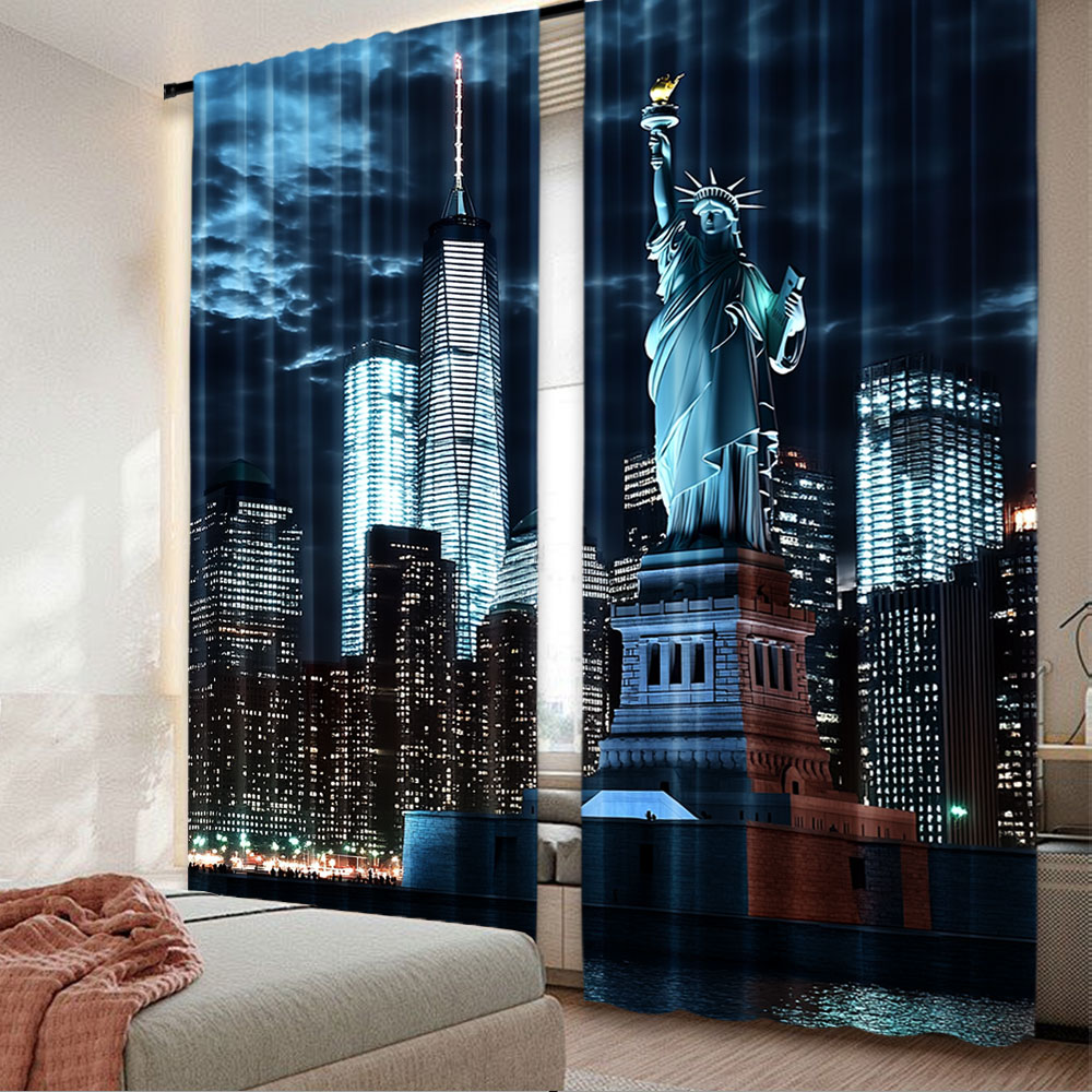 2Pcs Statue Of Liberty Curtain - Home Office York のレビューと価格