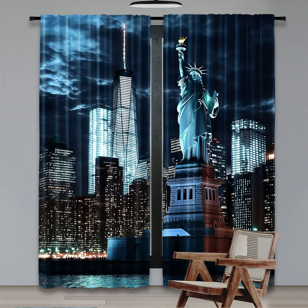 2Pcs Statue Of Liberty Curtain - Home Office York のレビューと価格