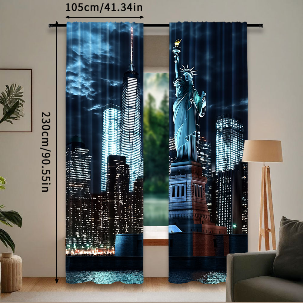2Pcs Statue Of Liberty Curtain - Home Office York のレビューと価格