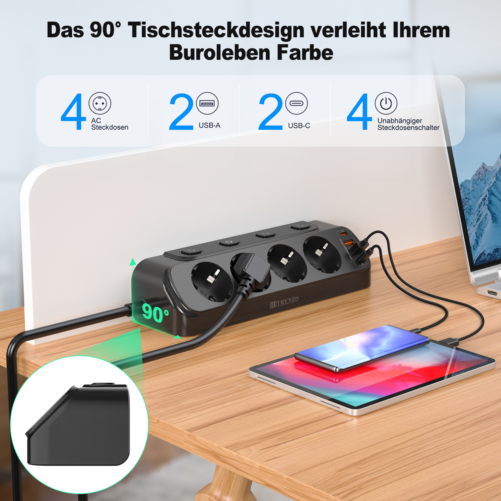 European Desktop Socket multi- - Power Strip Desk のレビューと価格
