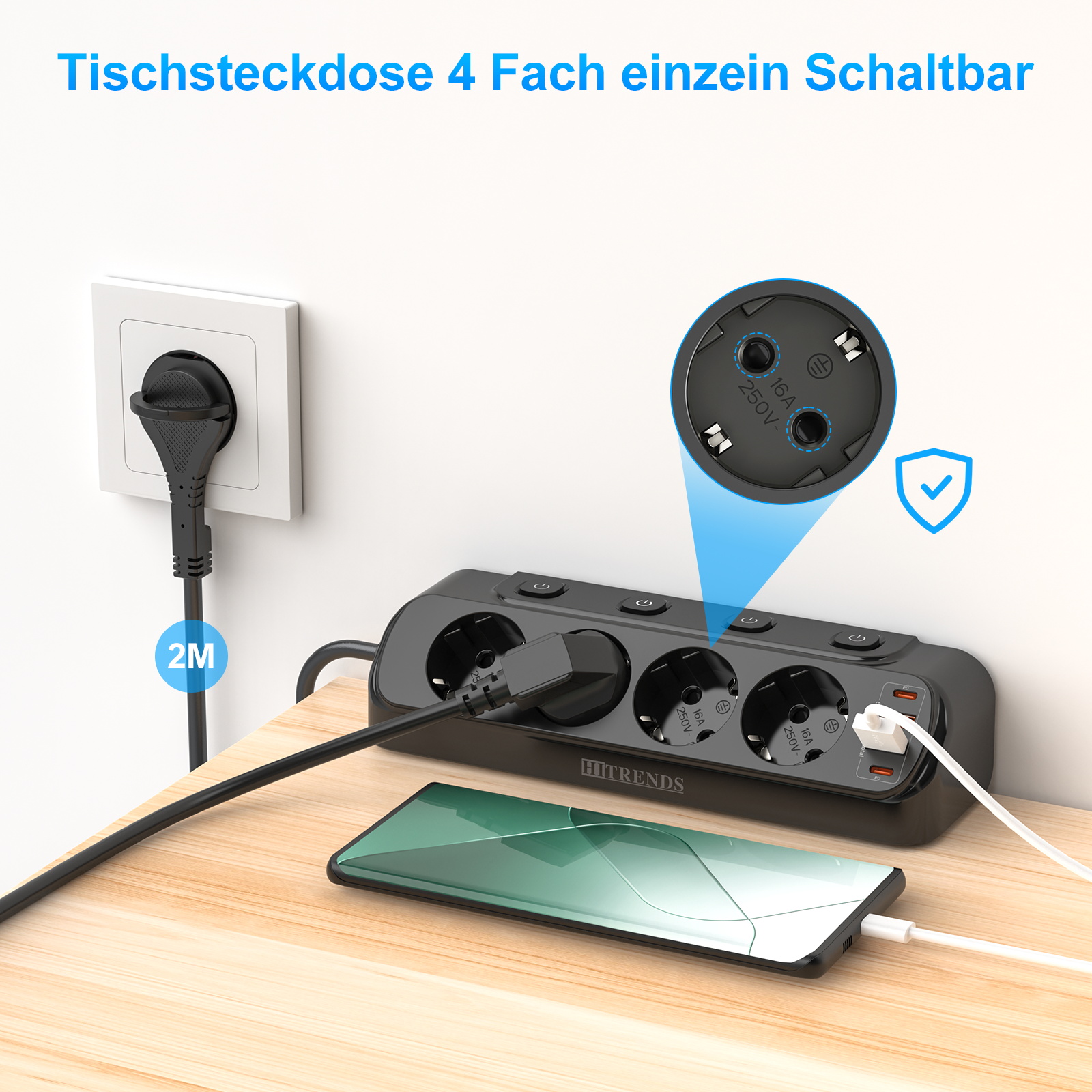 European Desktop Socket multi- - Power Strip Desk のレビューと価格
