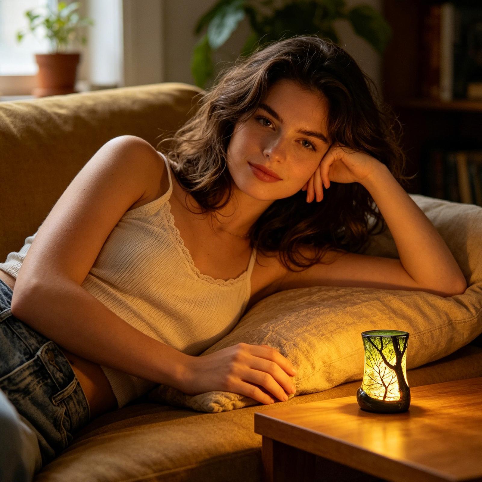 Bedside Table Lamp Forest Nigh - Home Office Room のレビューと価格