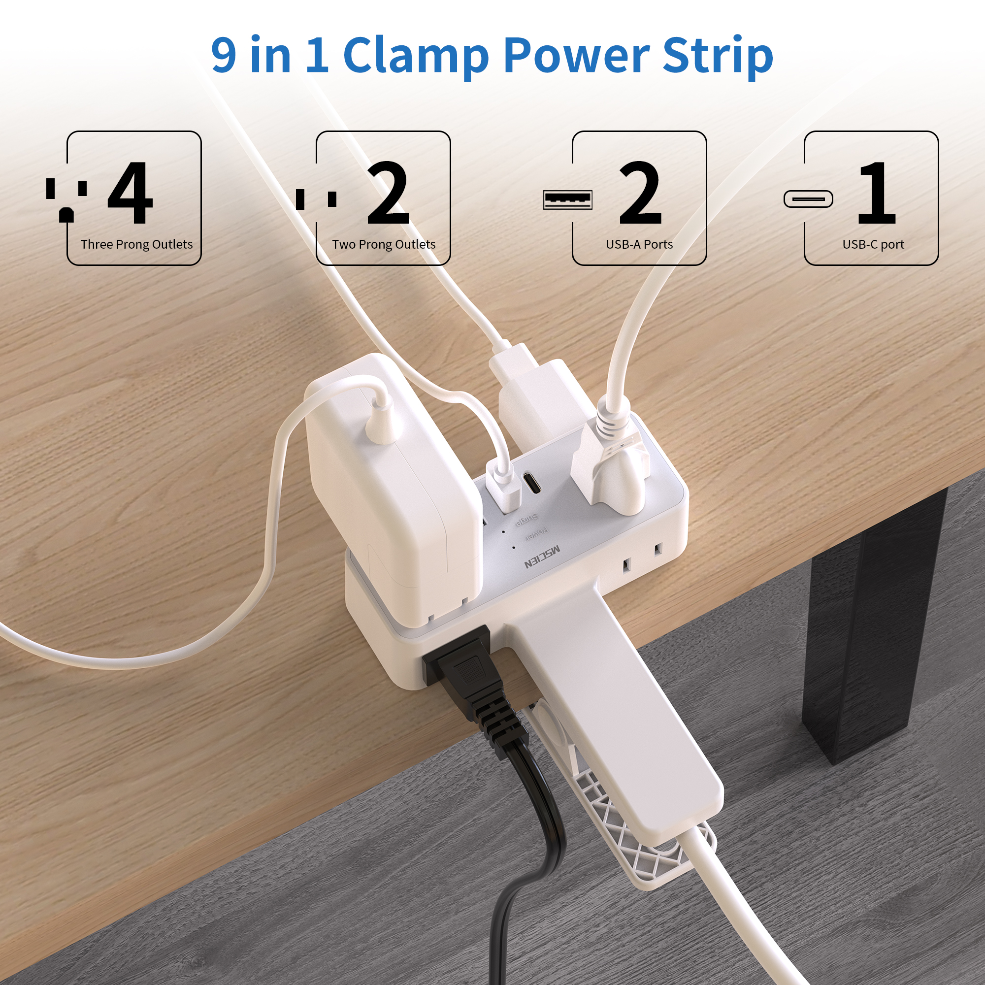 MSCIEN Power Strip Surge Prote - Power Strip Desk のレビューと価格