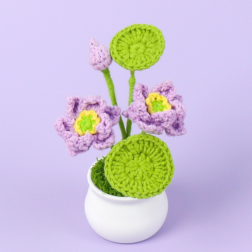 1pc Finished Crochet Lotus Min - Plant Desk Mini のレビューと価格