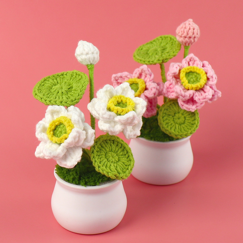 1pc Finished Crochet Lotus Min - Plant Desk Mini のレビューと価格