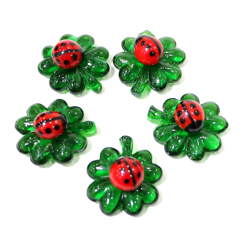 5pcs Green Mini Glass Four-Lea - Plant Desk Mini のレビューと価格