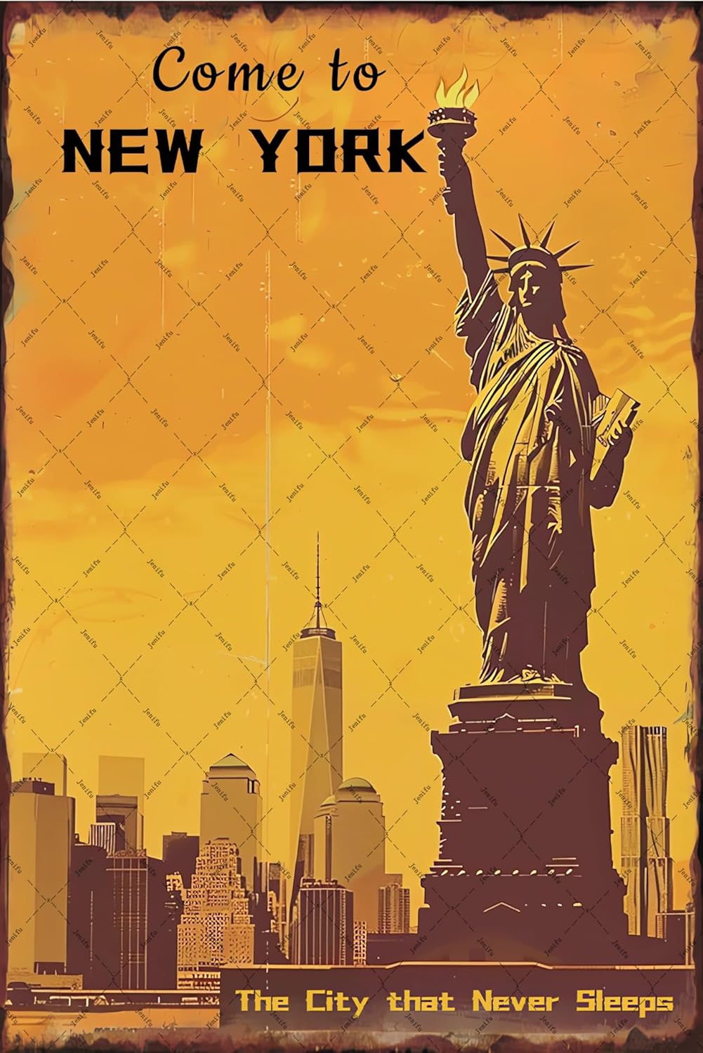 Travel To New York Tin Sign St - Home Office York のレビューと価格