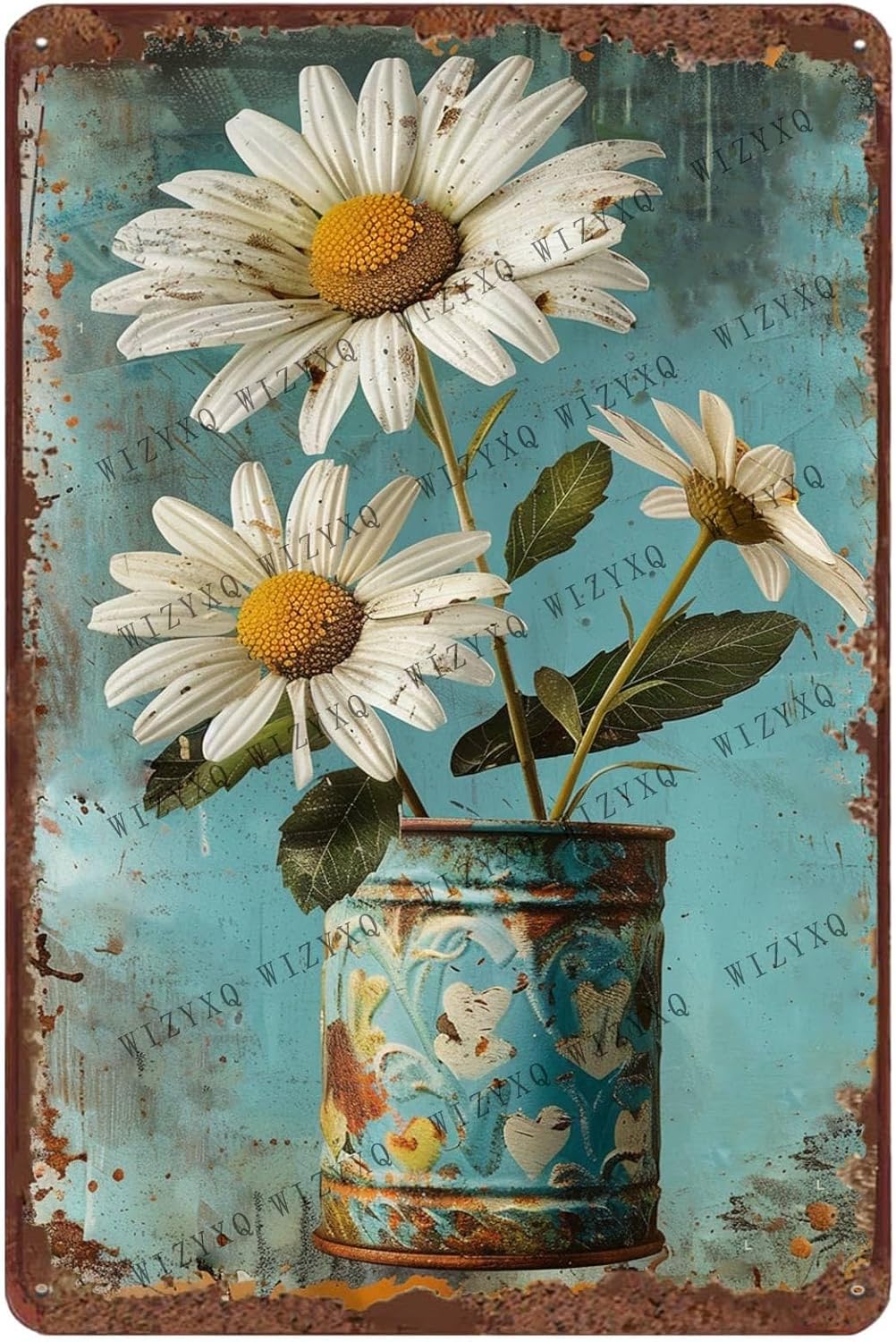 Metal Signs White Daisy Flower - Home Office Kitchen のレビューと価格