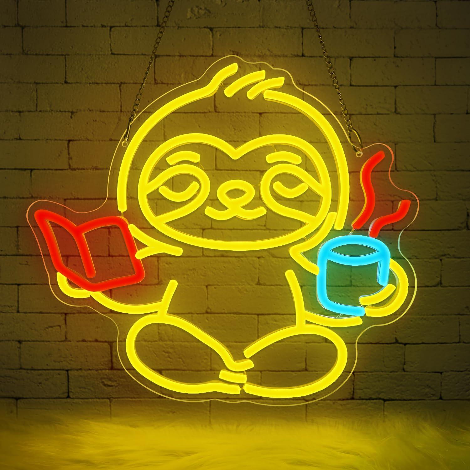 Sloth Neon Sign USB Dimmable L - Home Office Room のレビューと価格