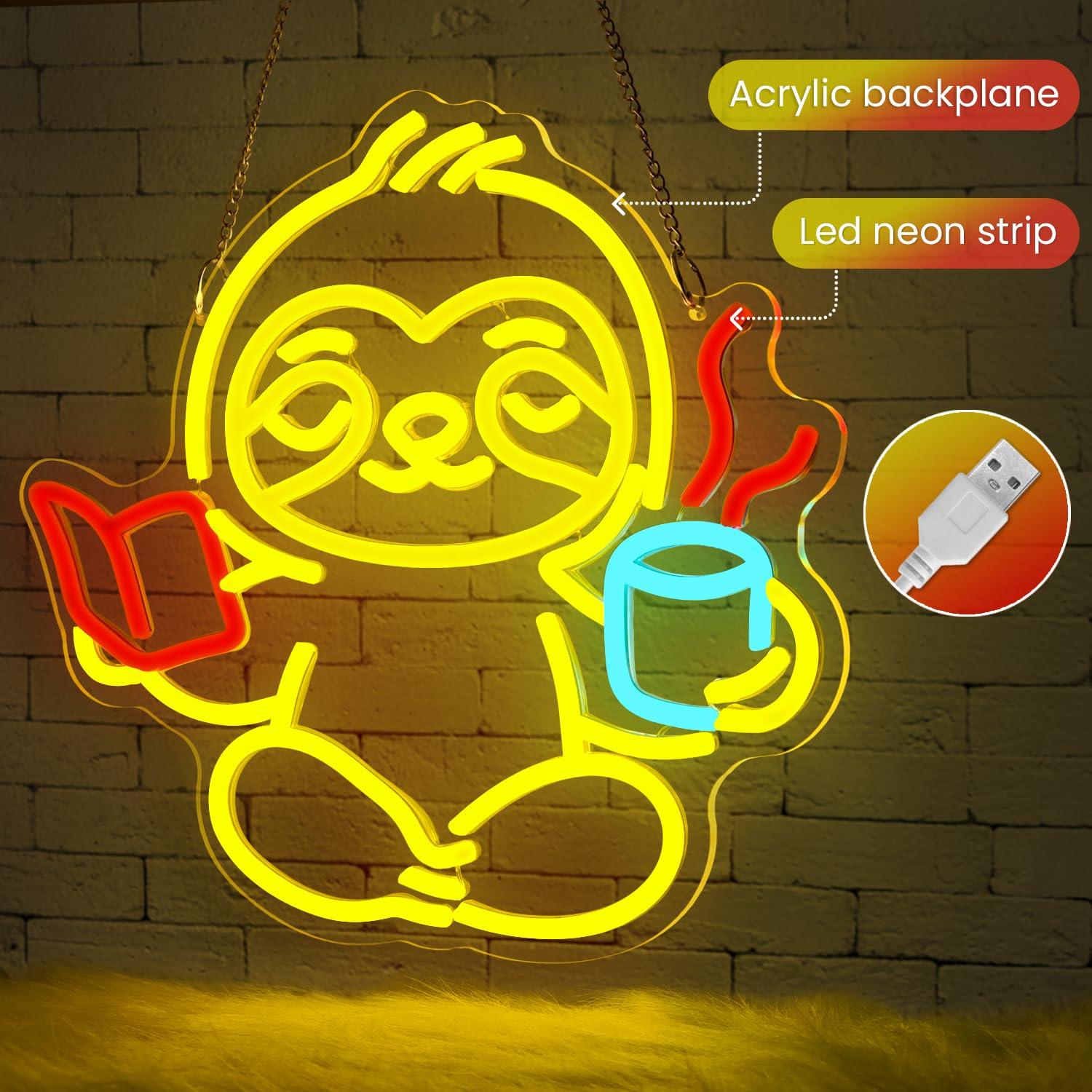 Sloth Neon Sign USB Dimmable L - Home Office Room のレビューと価格