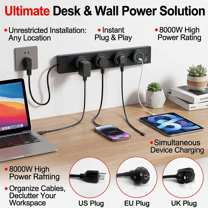 Wall Mounted Power Track Socke - Power Strip Desk のレビューと価格
