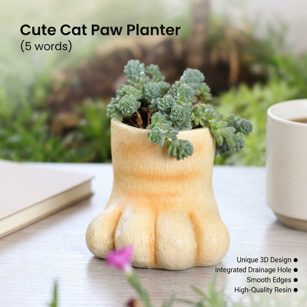 Cat Paws Resin Planter for Suc - Plant Desk Mini のレビューと価格
