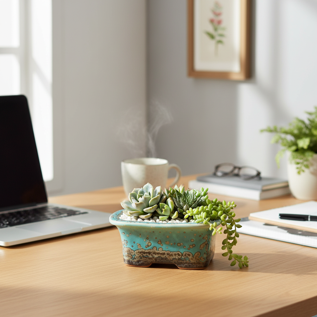 Mini Ceramic Flower Pot With B - Plant Desk Mini のレビューと価格