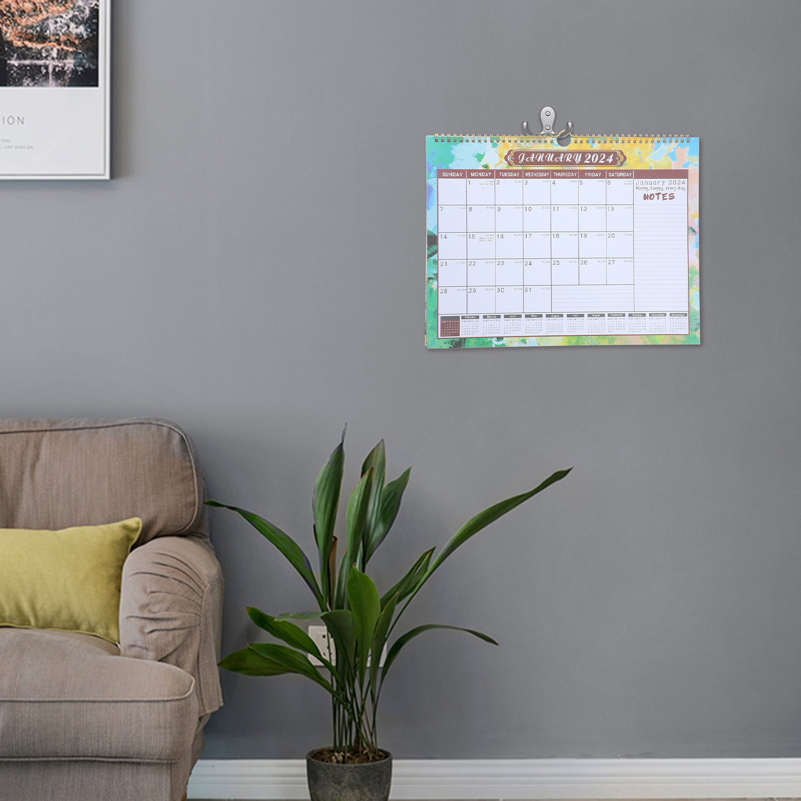 Large Monthly Wall Calendar Sp - Home Office 2024 のレビューと価格