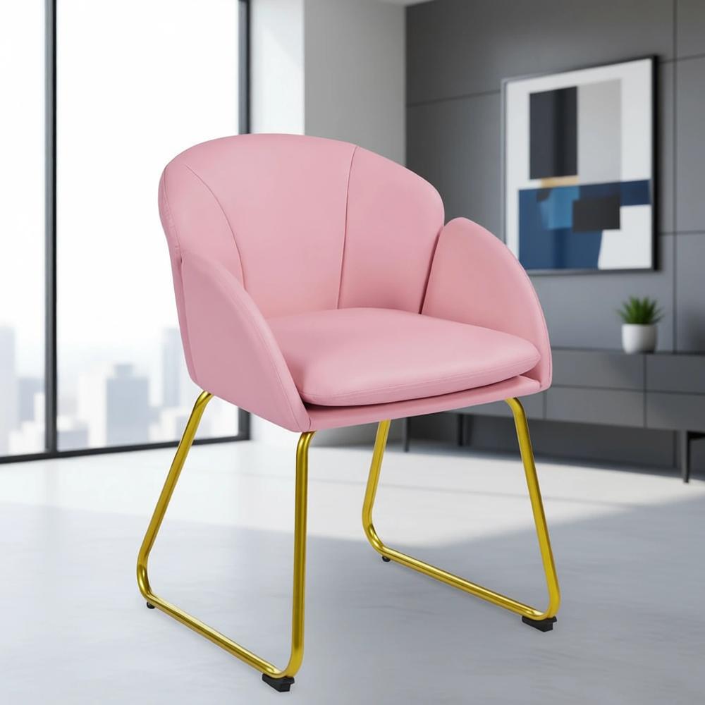 Pink PU Leather Vanity Chair w - Home Office Kitchen のレビューと価格