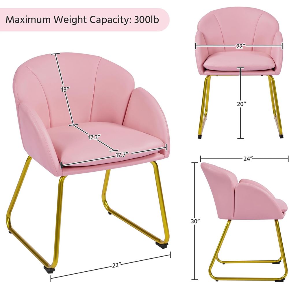 Pink PU Leather Vanity Chair w - Home Office Kitchen のレビューと価格