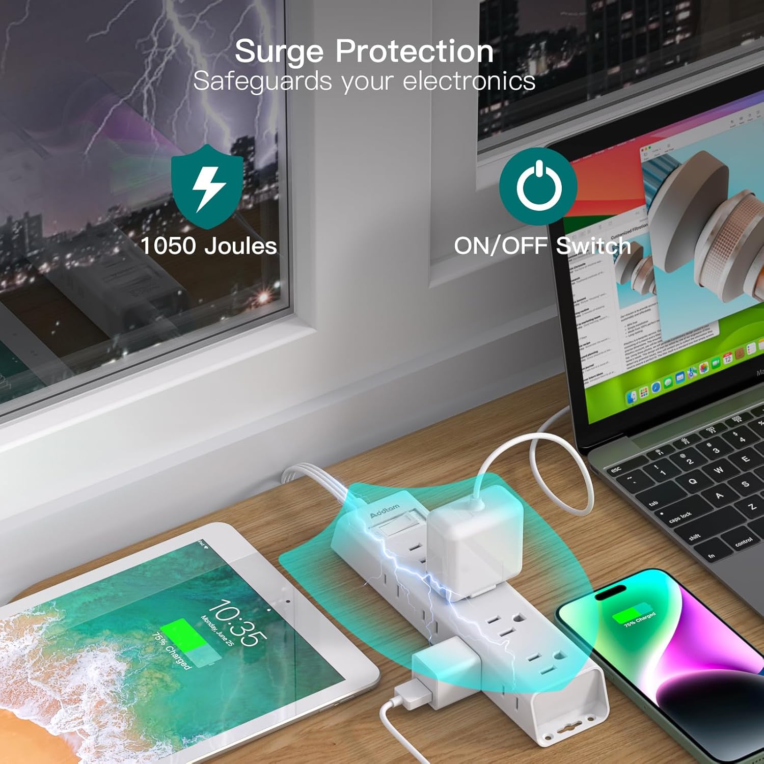 12 Outlet Flat Plug Power Stri - Power Strip Desk のレビューと価格