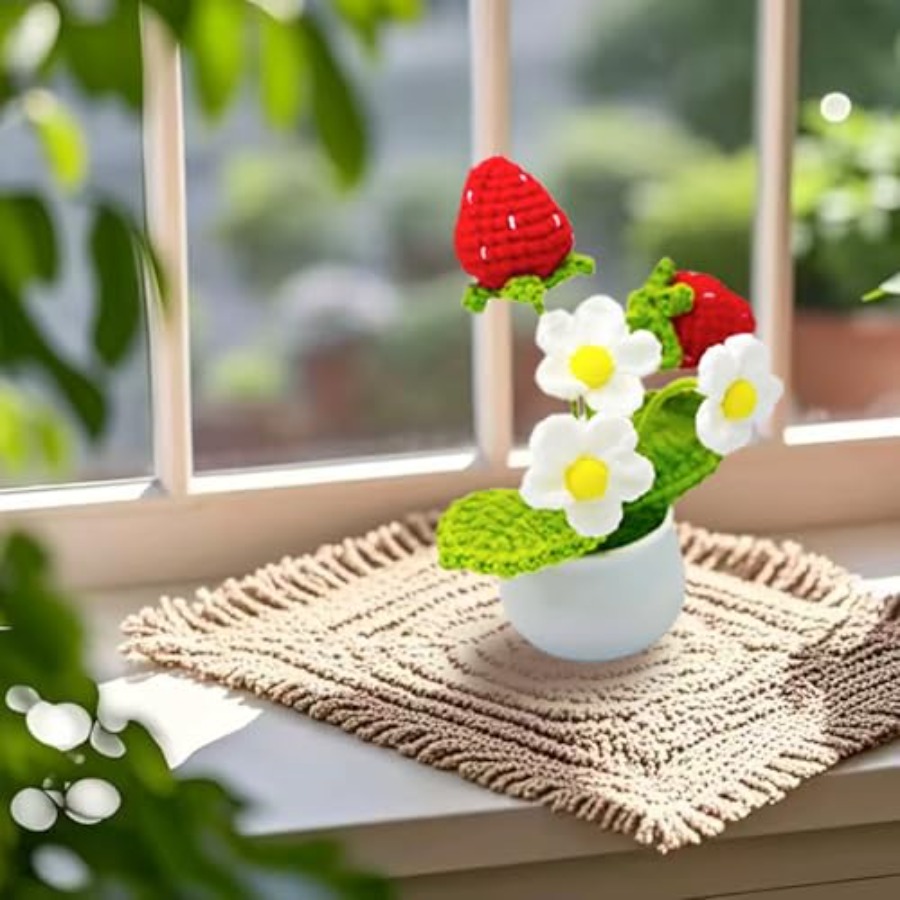 Crochet and Lily Flowers in Po - Plant Desk Mini のレビューと価格