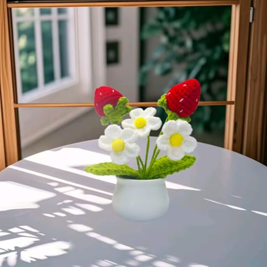 Crochet and Lily Flowers in Po - Plant Desk Mini のレビューと価格