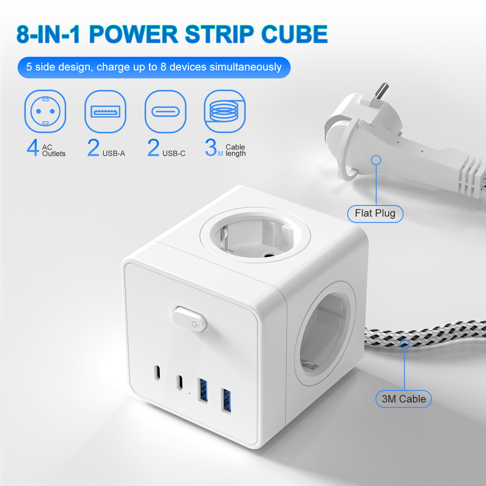 HITRENDS 8-in-1 Cube Socket, 3 - Power Strip Desk のレビューと価格